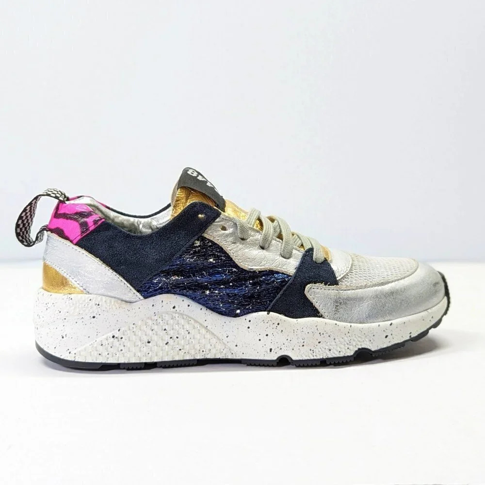 P448 Women's Alex Lace-Up Metallic Leather Sneakers Saturn Size 37 EU MSRP $298 - Picture 2 of 12